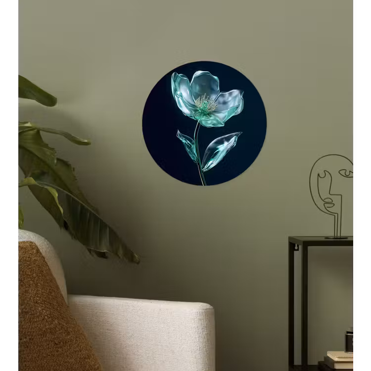 Behangcirkel - Bladeren - Bloem - Glazen - Donkerblauw — 3