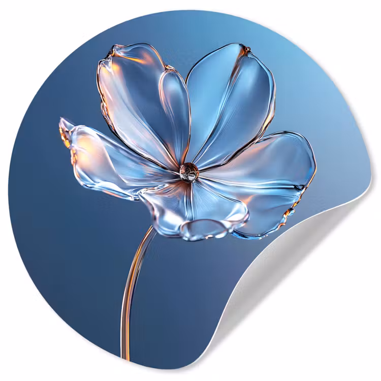 Behangcirkel - Blauw - Bloem - Glazen - Sierlijk — 1