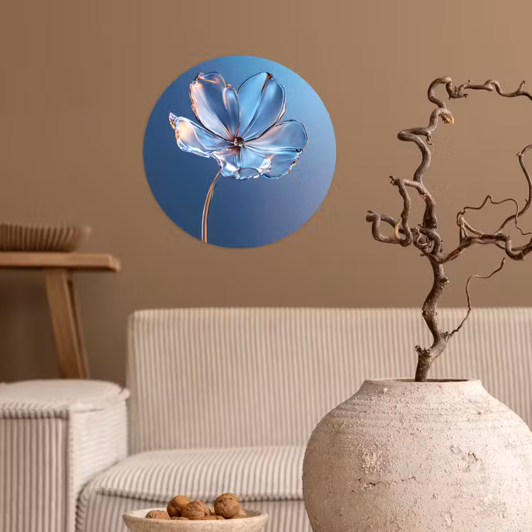 Behangcirkel - Blauw - Bloem - Glazen - Sierlijk — 2