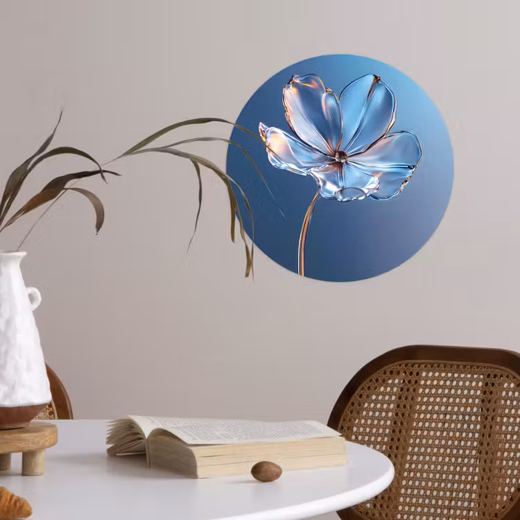 Behangcirkel - Blauw - Bloem - Glazen - Sierlijk — 4