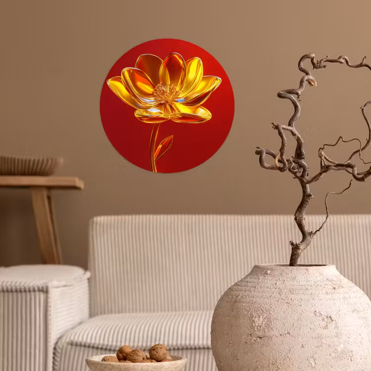 Behangcirkel - Bloem - Goud - Glazen — 2