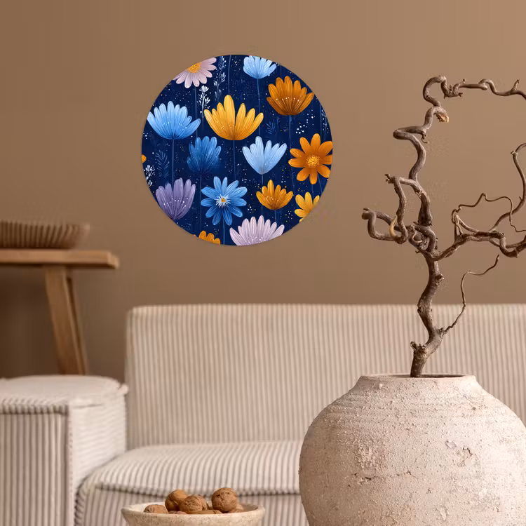 Behangcirkel - Bloemen - Patroon - Blauw - Contrast — 2
