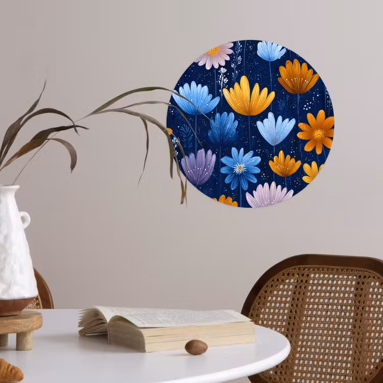 Behangcirkel - Bloemen - Patroon - Blauw - Contrast — 4