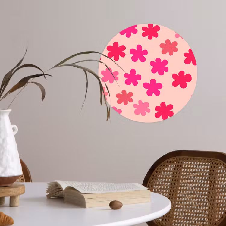 Behangcirkel - Bloemen - Patroon - Roze — 4