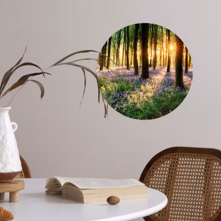 Behangcirkel - Bos - Bloemen - Lavendel - Zon - Paars - Natuur — 4