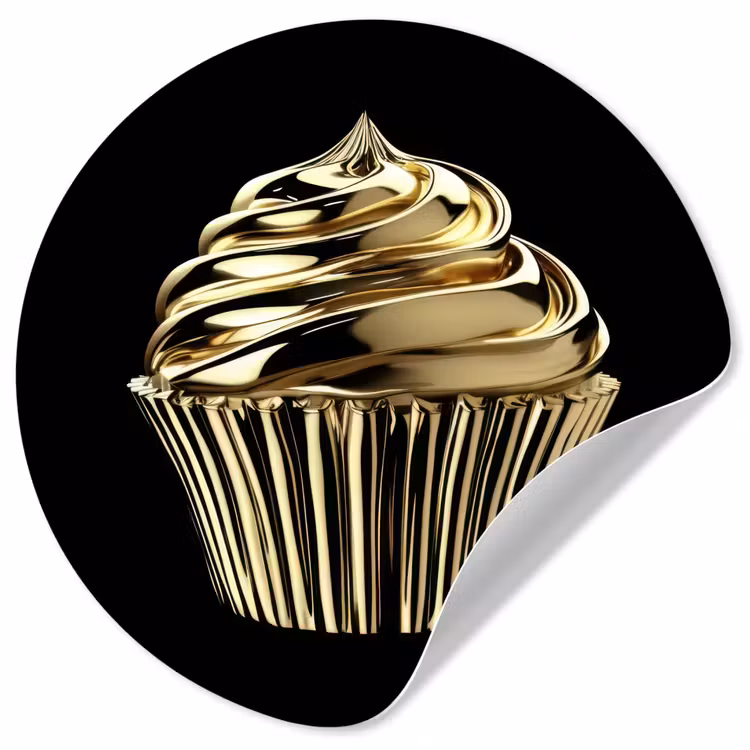 Behangcirkel - Cupcake - Eten - Goud - Zwart — 1