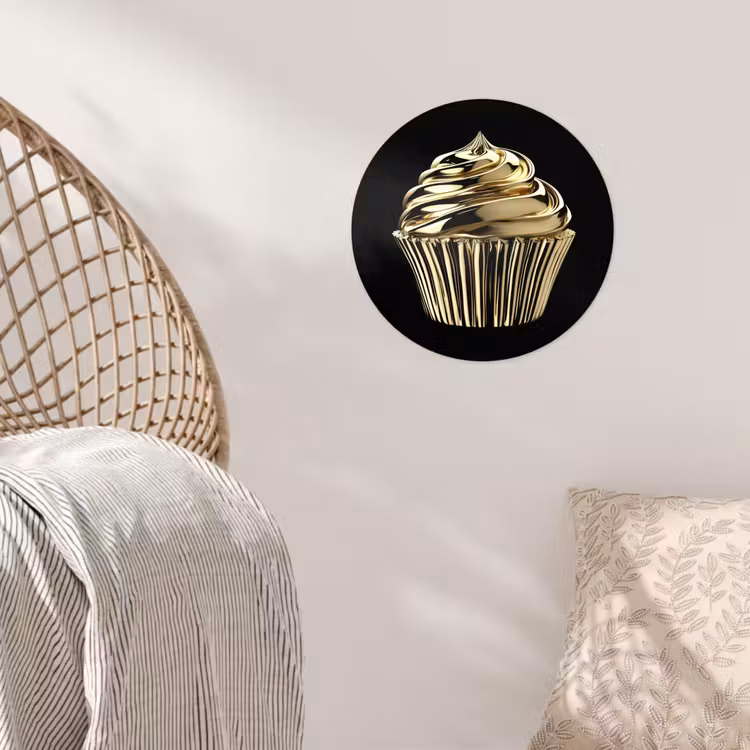 Behangcirkel - Cupcake - Eten - Goud - Zwart — 5