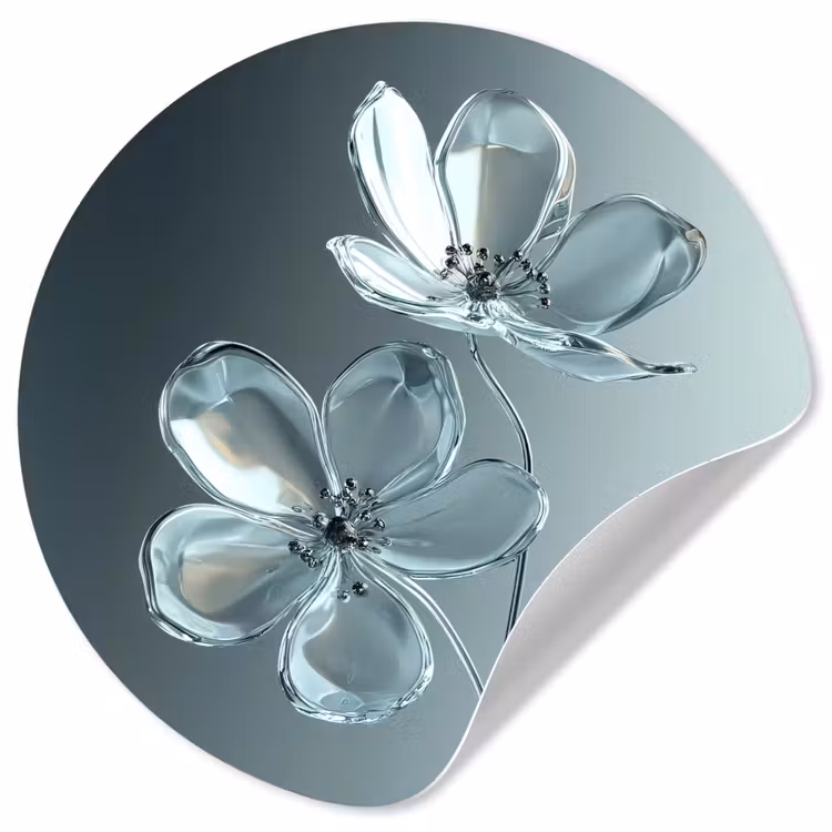 Behangcirkel - Kristal - Bloemen - Grijs — 1
