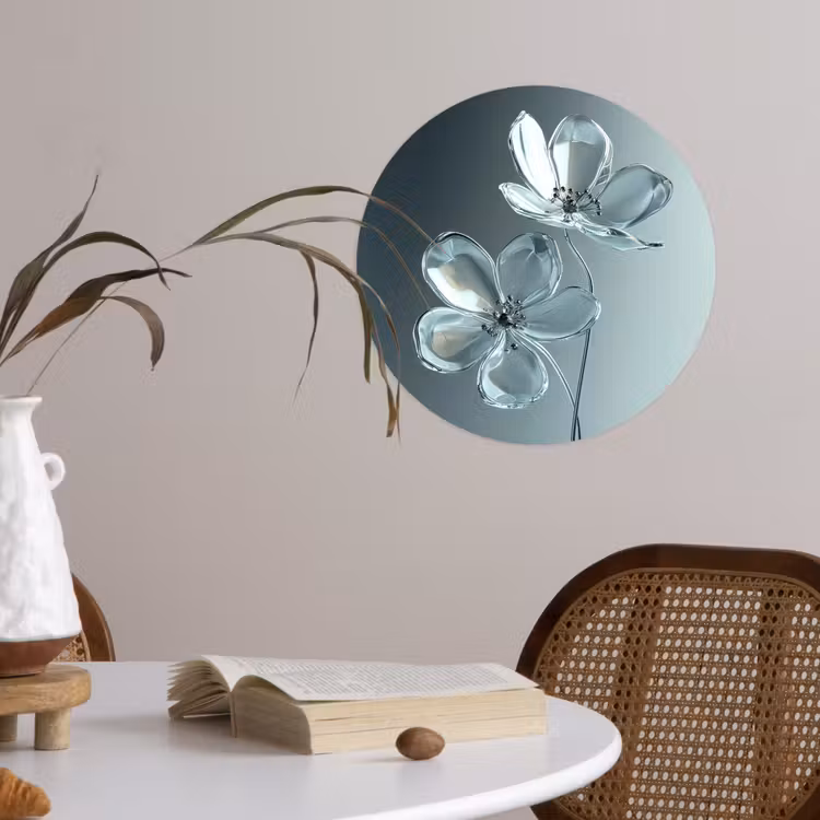 Behangcirkel - Kristal - Bloemen - Grijs — 4