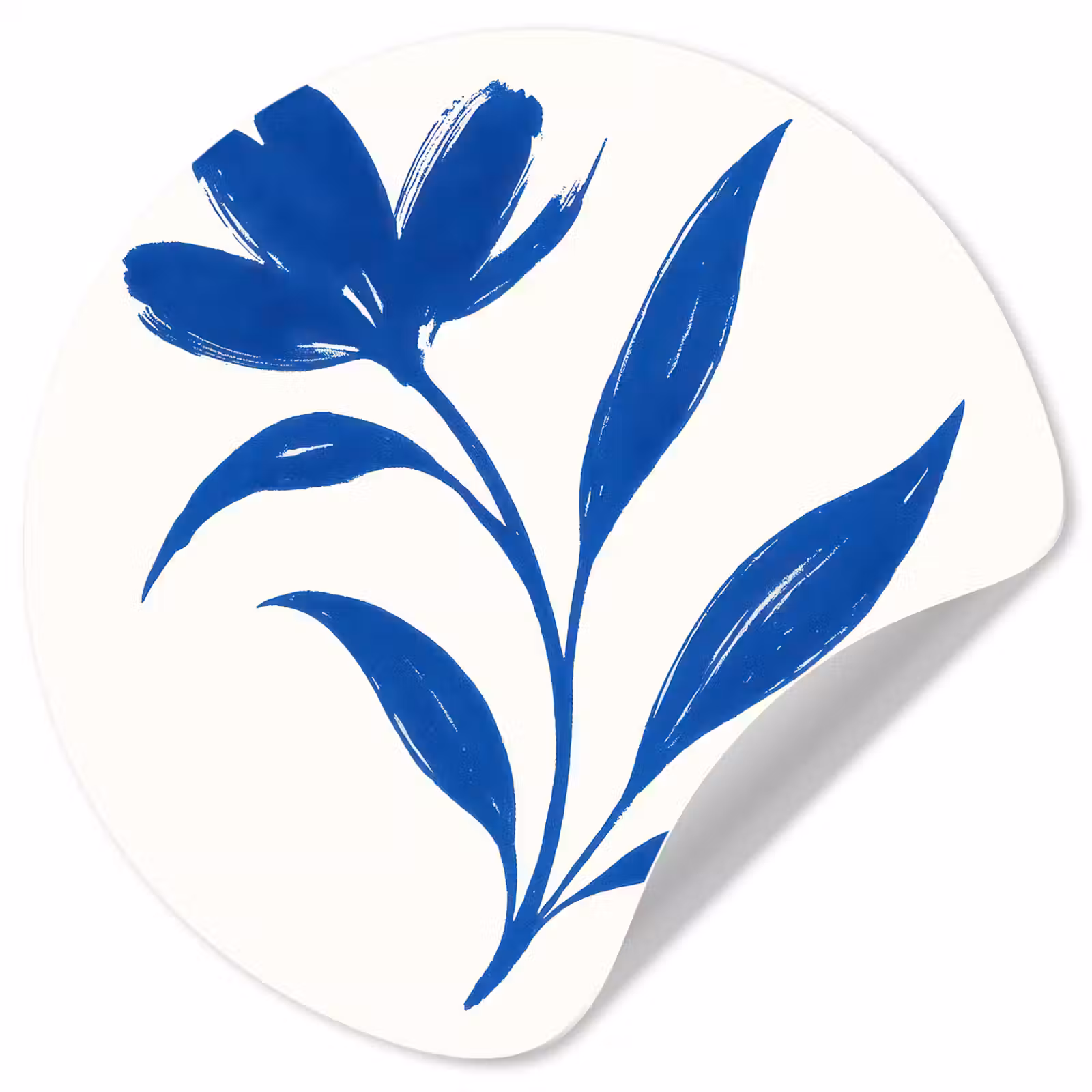 Behangcirkel - Bloem - Blaadjes - Minimalistisch - Blauw — 1