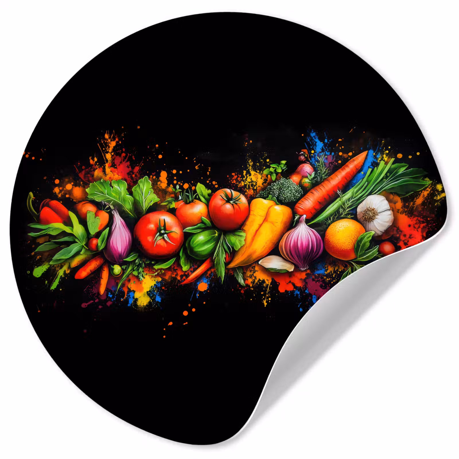 Behangcirkel - Groente - Eten - Kruiden - Graffiti - Koken — 1