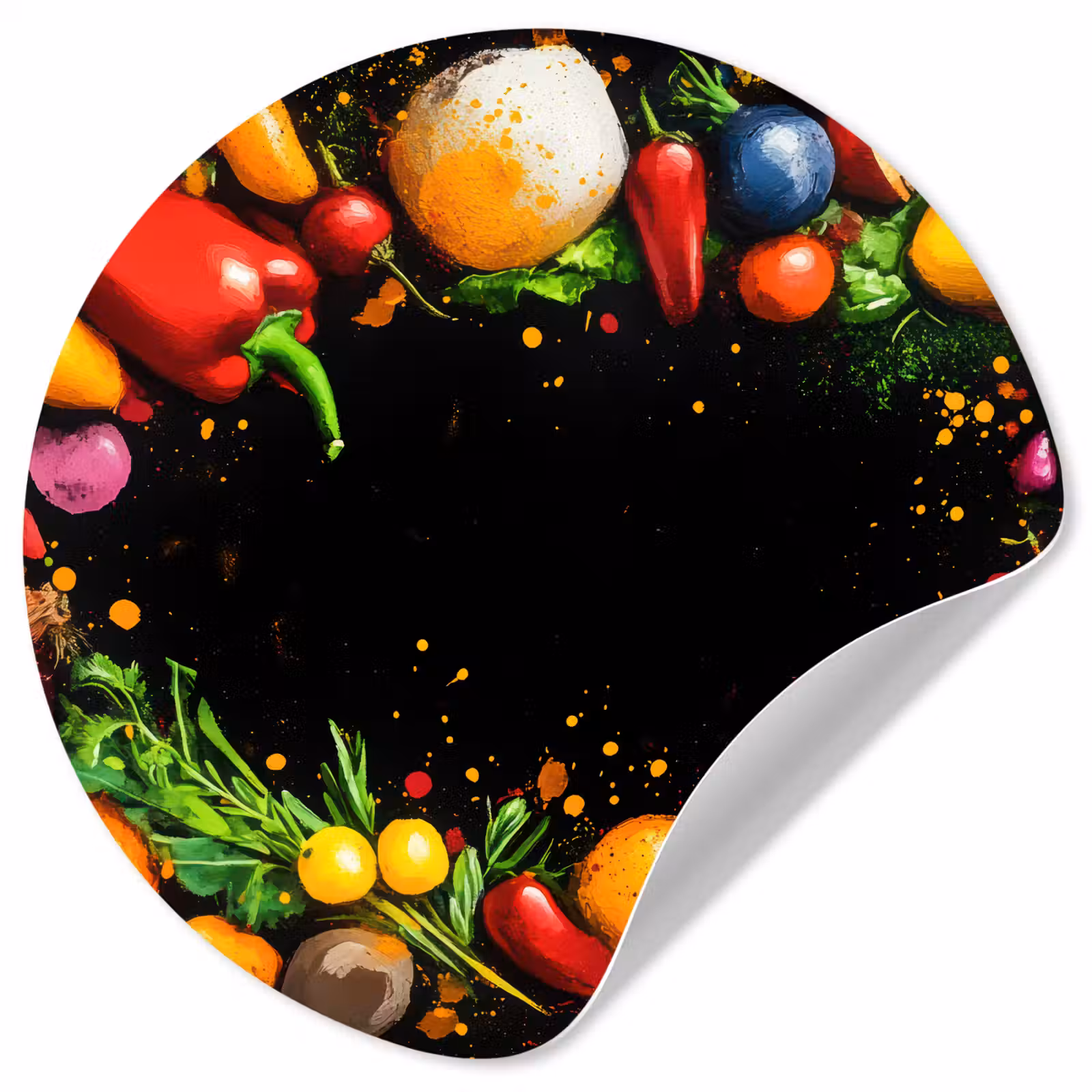 Behangcirkel - Groente - Graffiti - Kleurrijk - Koken - Abstract — 1