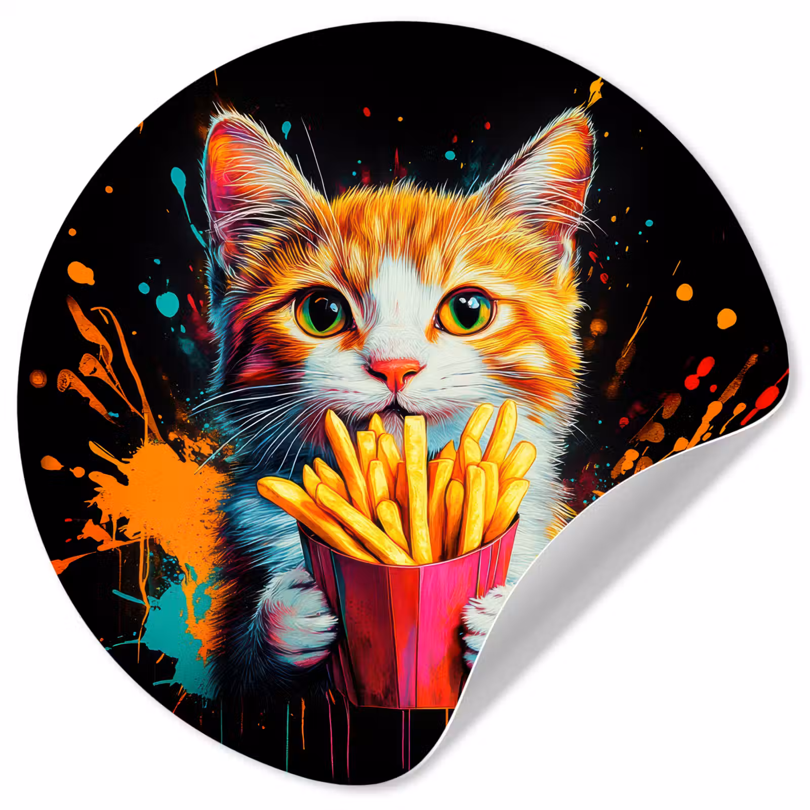 Behangcirkel - Kat - Eten - Patat - Graffiti - Abstract — 1