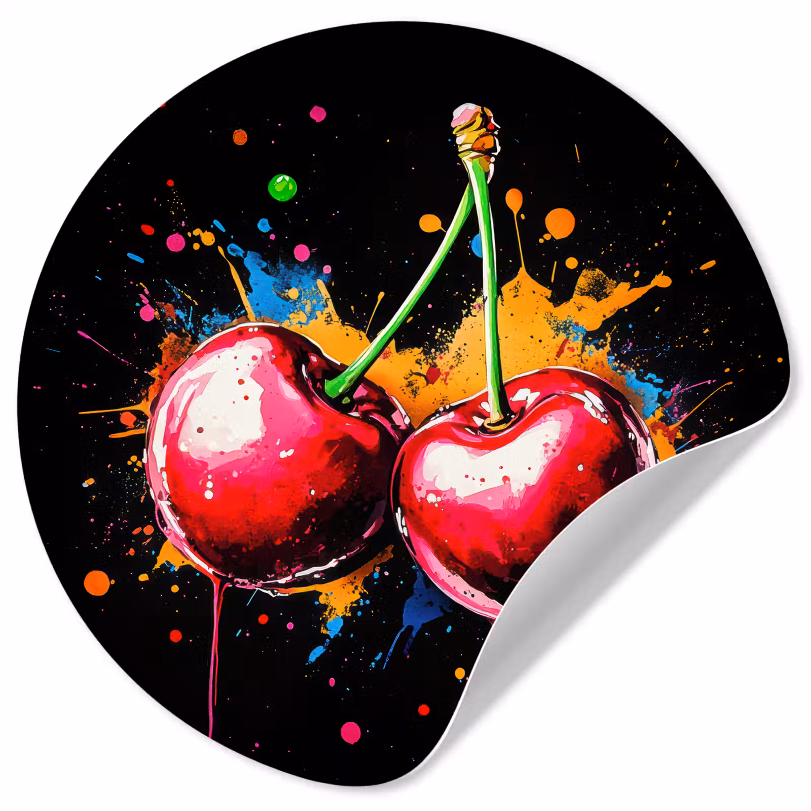 Behangcirkel - Kersen - Fruit - Graffiti - Verf - Abstract - Modern - Kleurrijk — 1