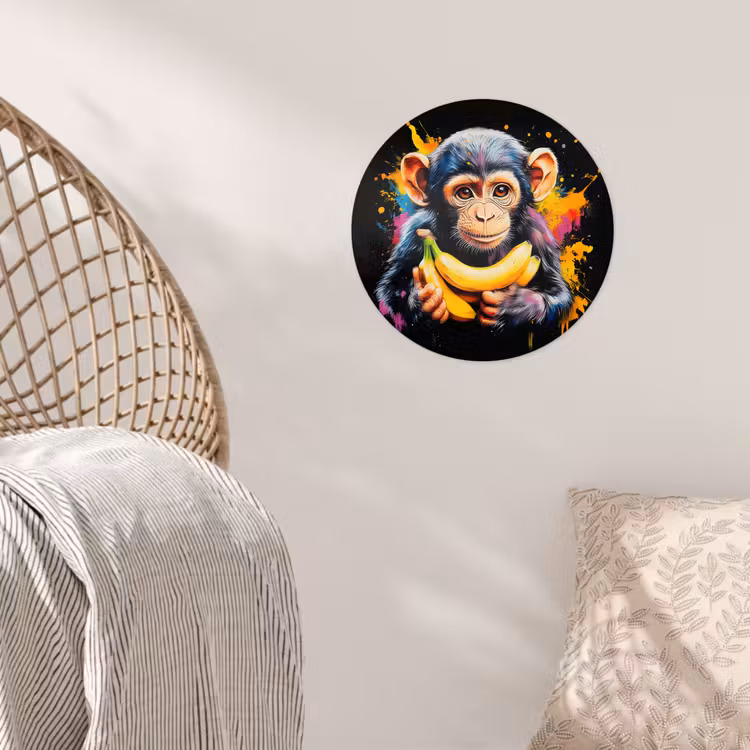 Behangcirkel - Aap - Graffiti - Kleurrijk - Bananen - Modern — 5