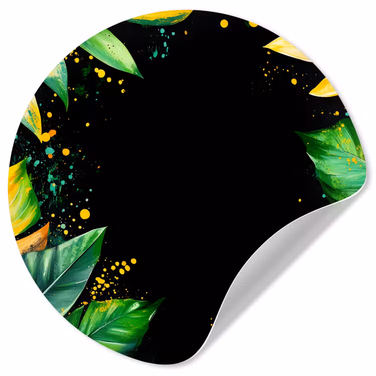 Behangcirkel - Bladeren - Groen - Geel - Verf - Jungle — 1