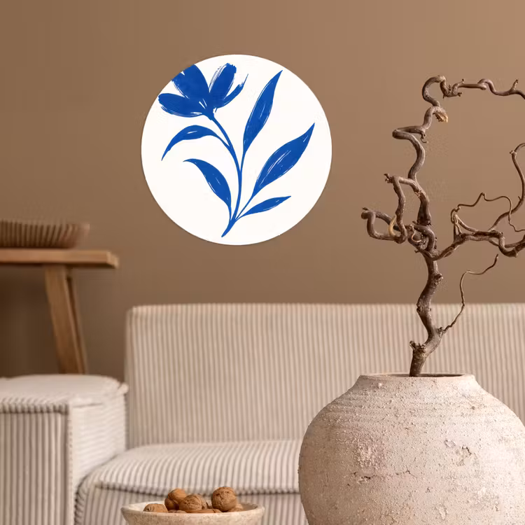 Behangcirkel - Bloem - Blaadjes - Minimalistisch - Blauw — 2