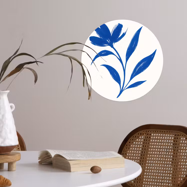 Behangcirkel - Bloem - Blaadjes - Minimalistisch - Blauw — 4