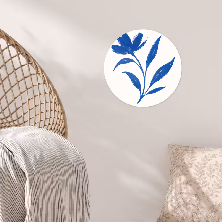 Behangcirkel - Bloem - Blaadjes - Minimalistisch - Blauw — 5