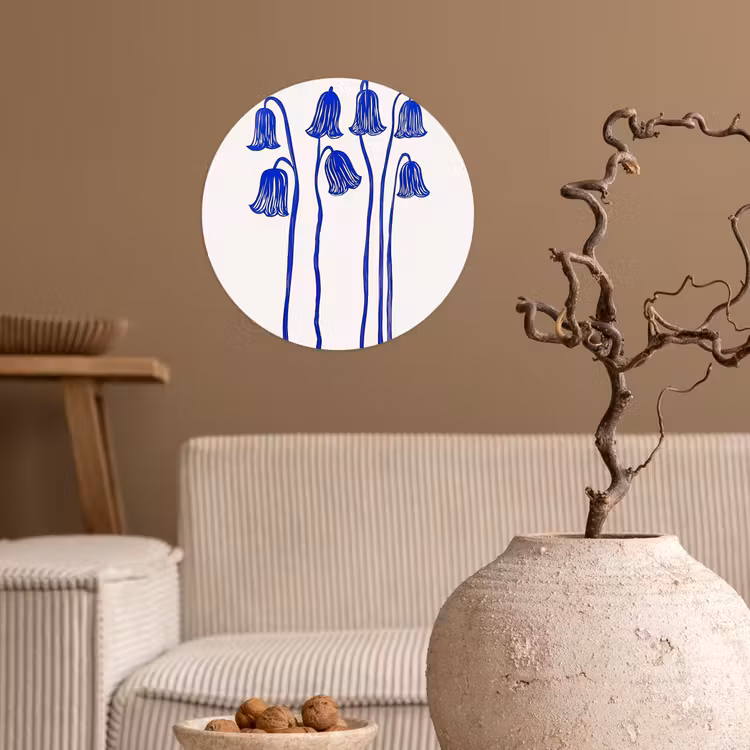 Behangcirkel - Bloemen - Blauw - Lijnen - Bloemblaadjes — 2