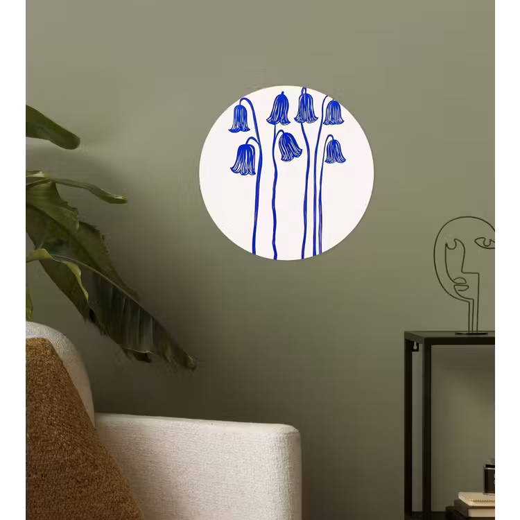 Behangcirkel - Bloemen - Blauw - Lijnen - Bloemblaadjes — 3