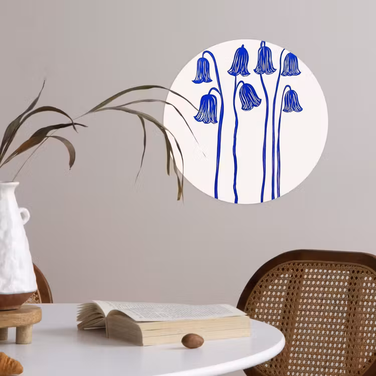 Behangcirkel - Bloemen - Blauw - Lijnen - Bloemblaadjes — 4