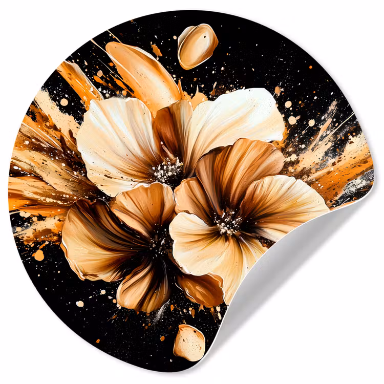 Behangcirkel - Bloemen - Goud - Graffiti - Zwart - Abstract — 1