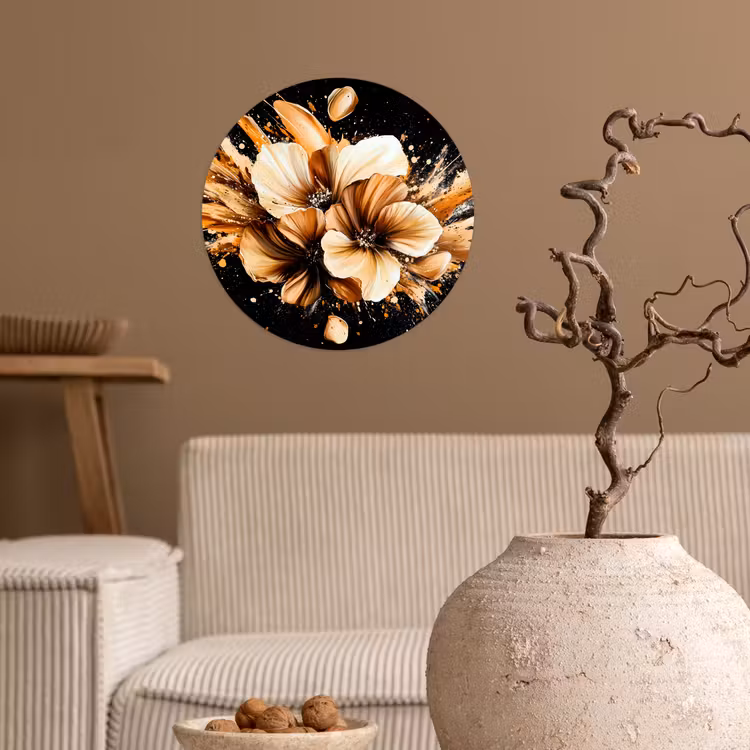 Behangcirkel - Bloemen - Goud - Graffiti - Zwart - Abstract — 2