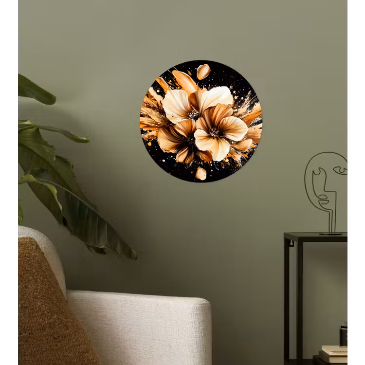 Behangcirkel - Bloemen - Goud - Graffiti - Zwart - Abstract — 3