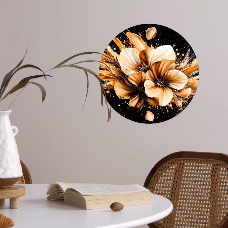 Behangcirkel - Bloemen - Goud - Graffiti - Zwart - Abstract — 4