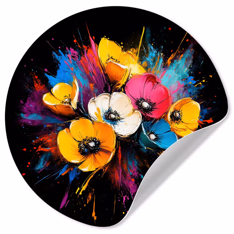 Behangcirkel - Bloemen - Kleurrijk - Graffiti - Modern - Boeket — 1