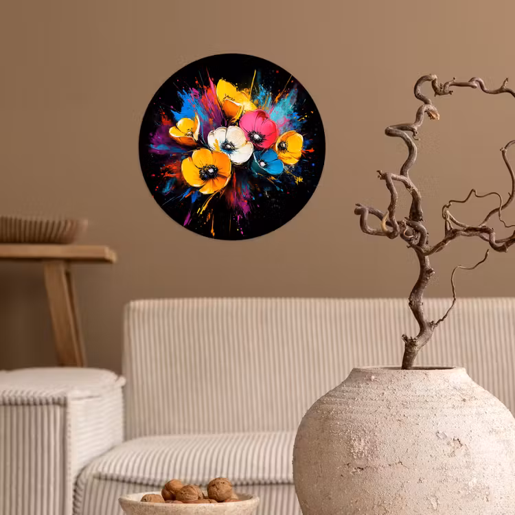 Behangcirkel - Bloemen - Kleurrijk - Graffiti - Modern - Boeket — 2