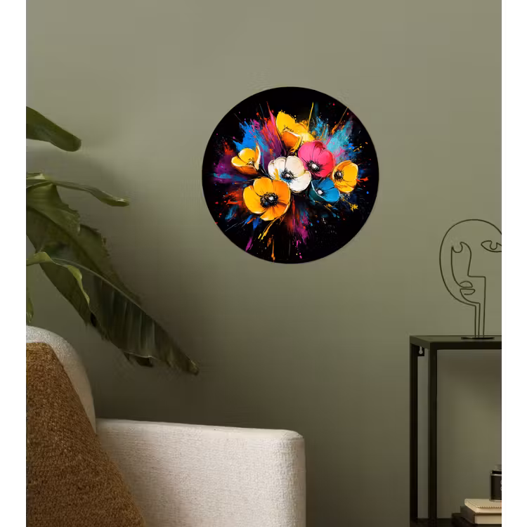 Behangcirkel - Bloemen - Kleurrijk - Graffiti - Modern - Boeket — 3