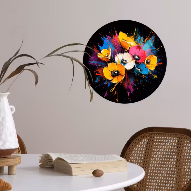Behangcirkel - Bloemen - Kleurrijk - Graffiti - Modern - Boeket — 4