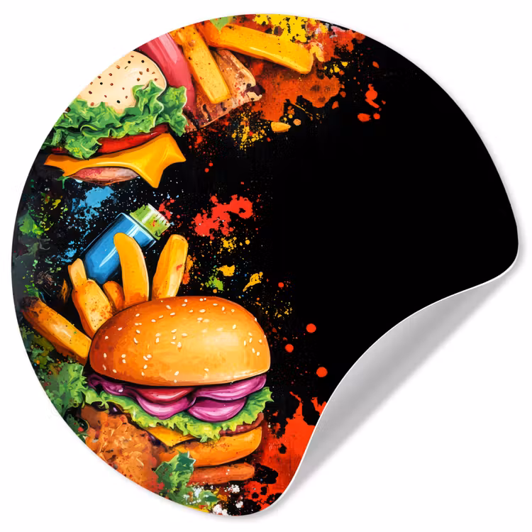 Behangcirkel - Fastfood - Graffiti - Hamburger - Eten - Modern — 1
