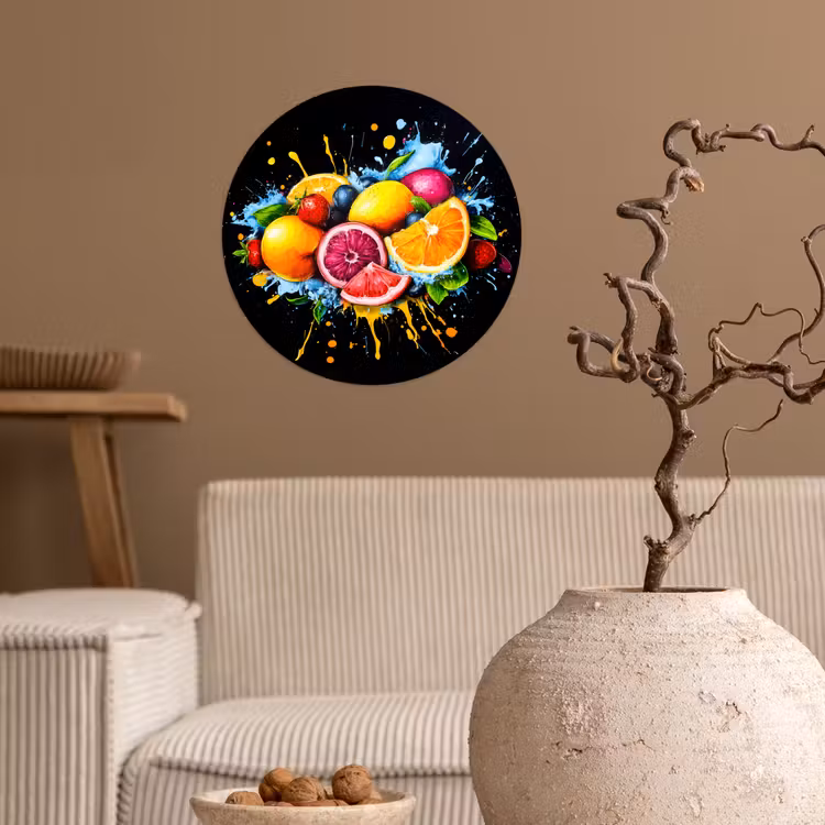 Behangcirkel - Fruit - Graffiti - Kleurrijk - Sinaasappel - Aardbei - Abstract — 2