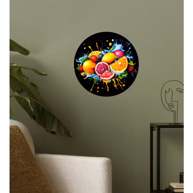 Behangcirkel - Fruit - Graffiti - Kleurrijk - Sinaasappel - Aardbei - Abstract — 3