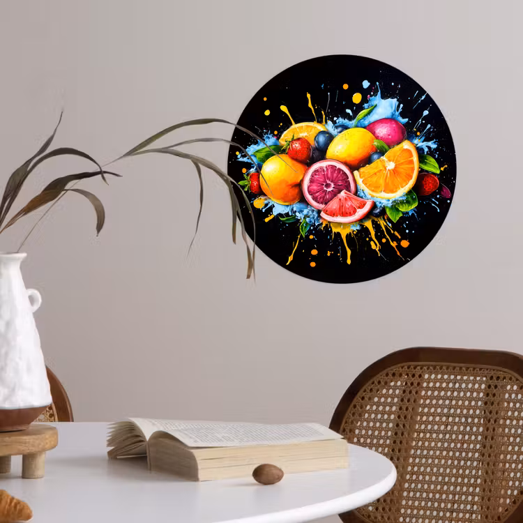 Behangcirkel - Fruit - Graffiti - Kleurrijk - Sinaasappel - Aardbei - Abstract — 4