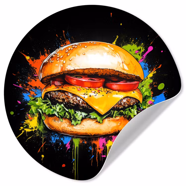 Behangcirkel - Hamburger - Graffiti - Verf - Kleurrijk - Eten - Abstract — 1