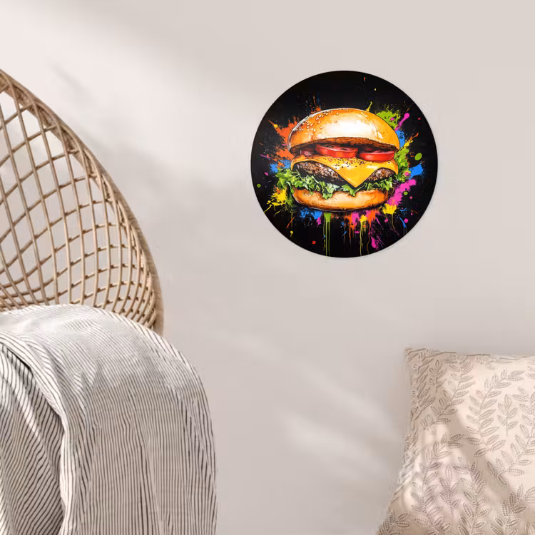Behangcirkel - Hamburger - Graffiti - Verf - Kleurrijk - Eten - Abstract — 5