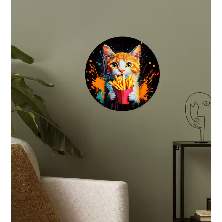 Behangcirkel - Kat - Eten - Patat - Graffiti - Abstract — 3