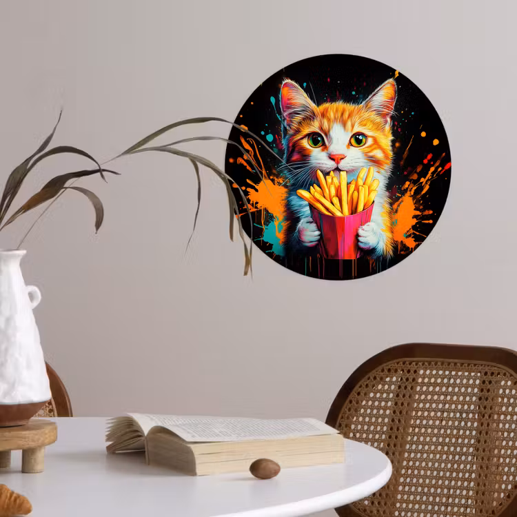 Behangcirkel - Kat - Eten - Patat - Graffiti - Abstract — 4