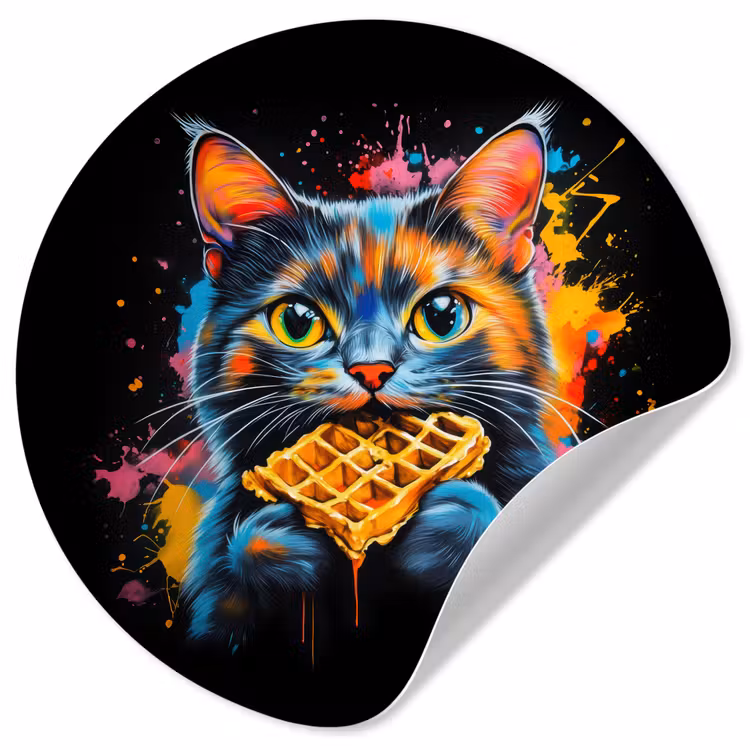 Behangcirkel - Kat - Graffiti - Kleurrijk - Wafel - Eten — 1
