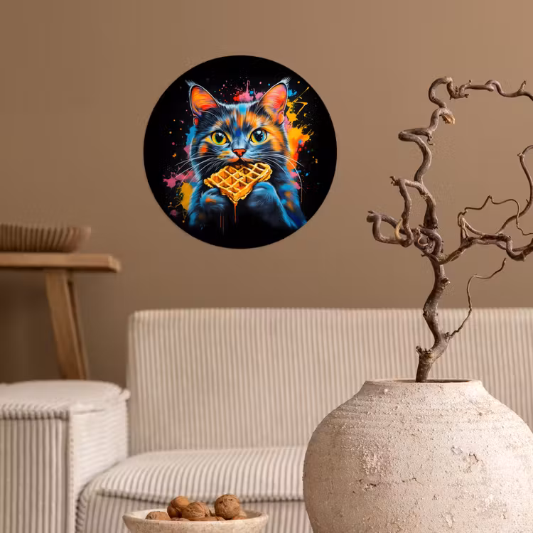 Behangcirkel - Kat - Graffiti - Kleurrijk - Wafel - Eten — 2