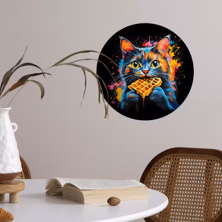 Behangcirkel - Kat - Graffiti - Kleurrijk - Wafel - Eten — 4