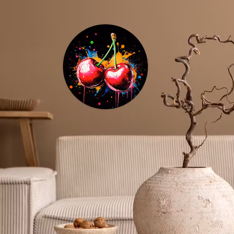 Behangcirkel - Kersen - Fruit - Graffiti - Verf - Abstract - Modern - Kleurrijk — 2