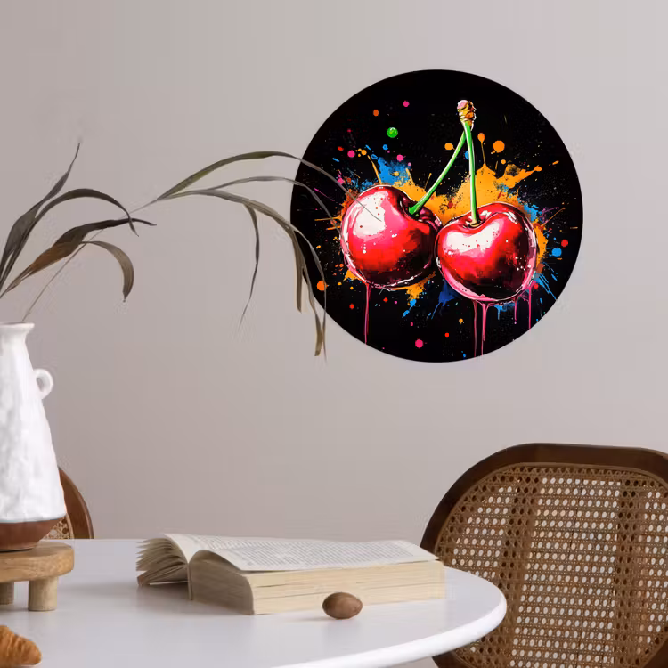 Behangcirkel - Kersen - Fruit - Graffiti - Verf - Abstract - Modern - Kleurrijk — 4