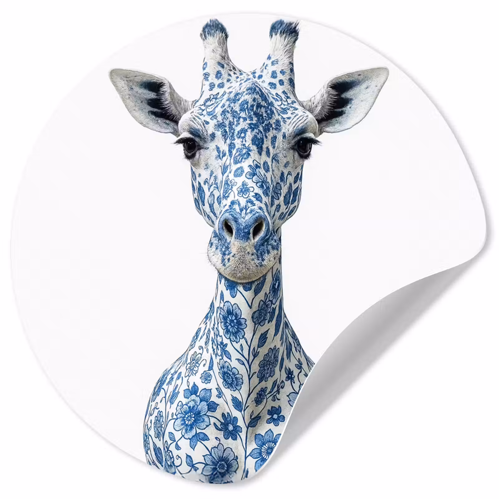 Behangcirkel - Giraffe - Delfts blauw - Dieren - Minimalistisch — 1