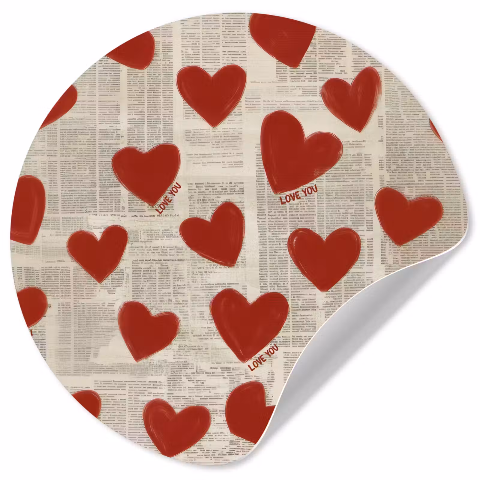 Behangcirkel - Hartjes - Krant - Loveyou — 1