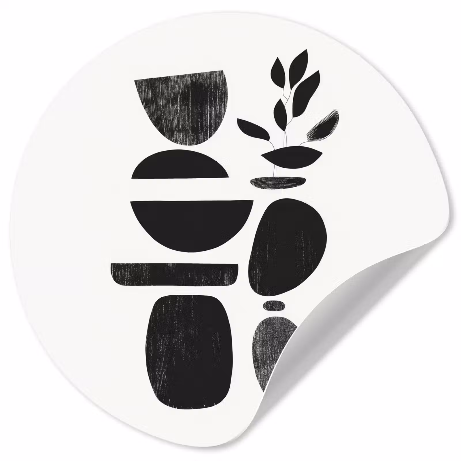 Behangcirkel - Japandi - Zwart - Abstract — 1